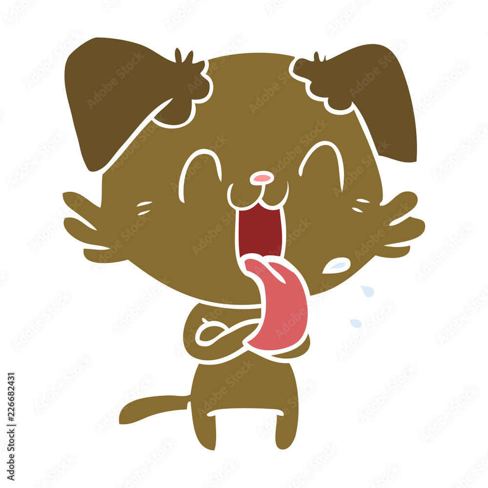 flat color style cartoon panting dog flat color style cartoon panting dog