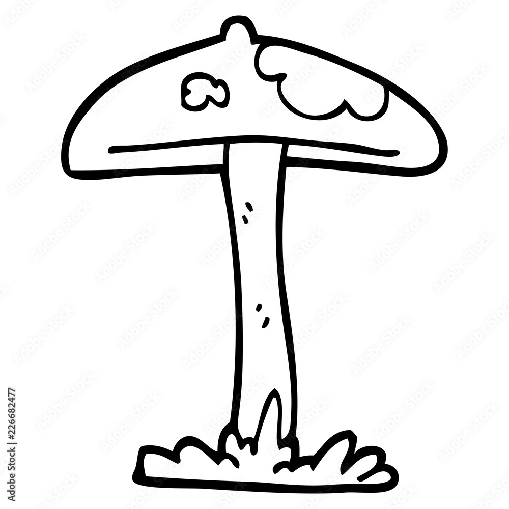 Fototapeta premium line drawing cartoon mushroom