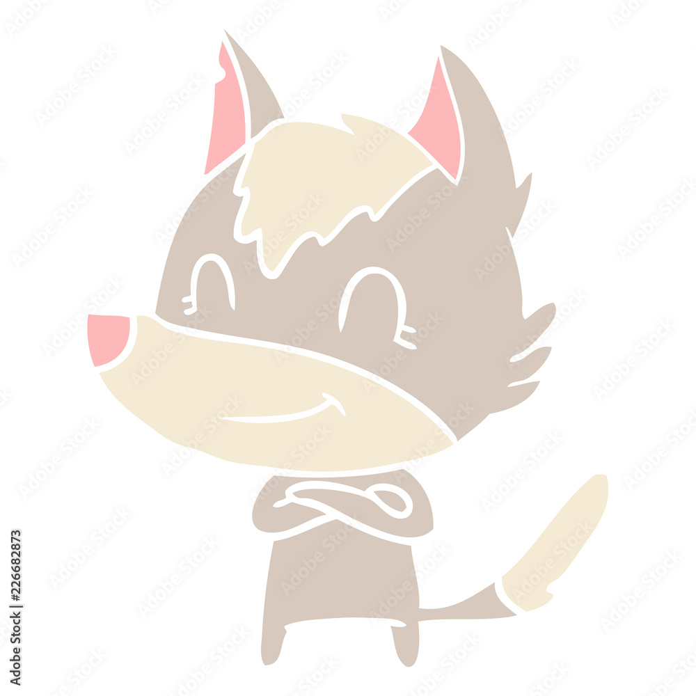 friendly flat color style cartoon wolf friendly flat color style cartoon wolf