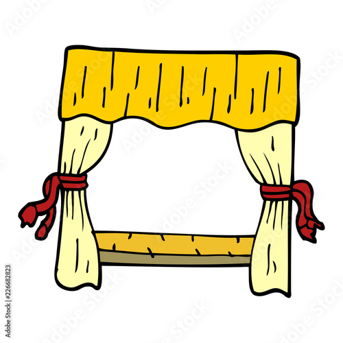 cartoon doodle window with curtains