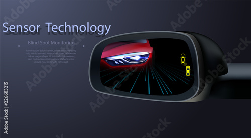 Blind Spot Monitoring Area Zone System Mirror Car Vehicle Side View Alert Warning Avoid Prevent Crash Detection Object Ultrasonic Radar Camera Sensor Technology Automotive 