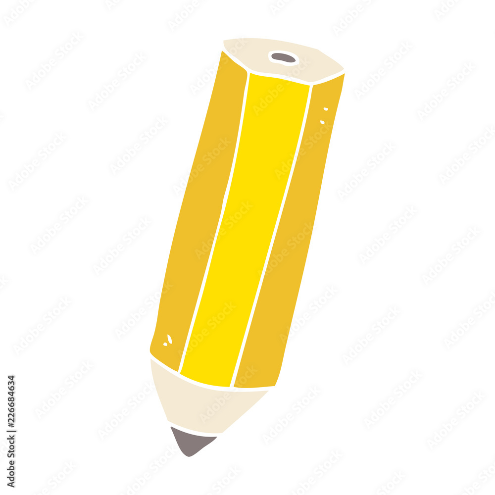 flat color illustration of a cartoon pencil flat color illustration of a cartoon pencil