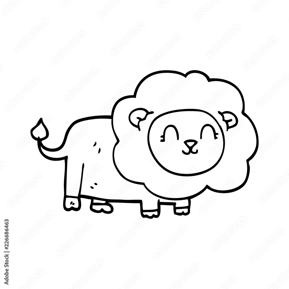 line drawing cartoon happy lion line drawing cartoon happy lion