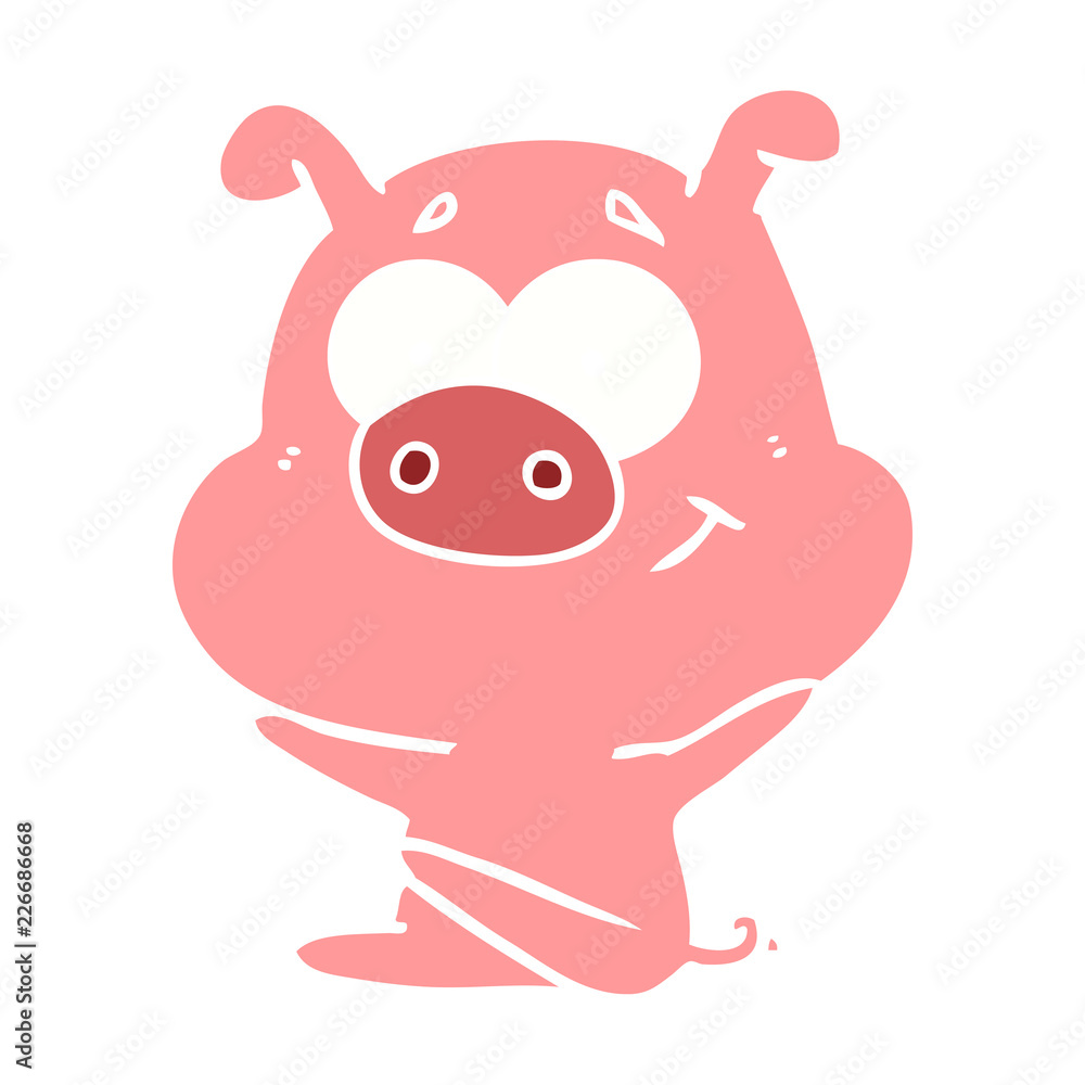 happy flat color style cartoon pig happy flat color style cartoon pig
