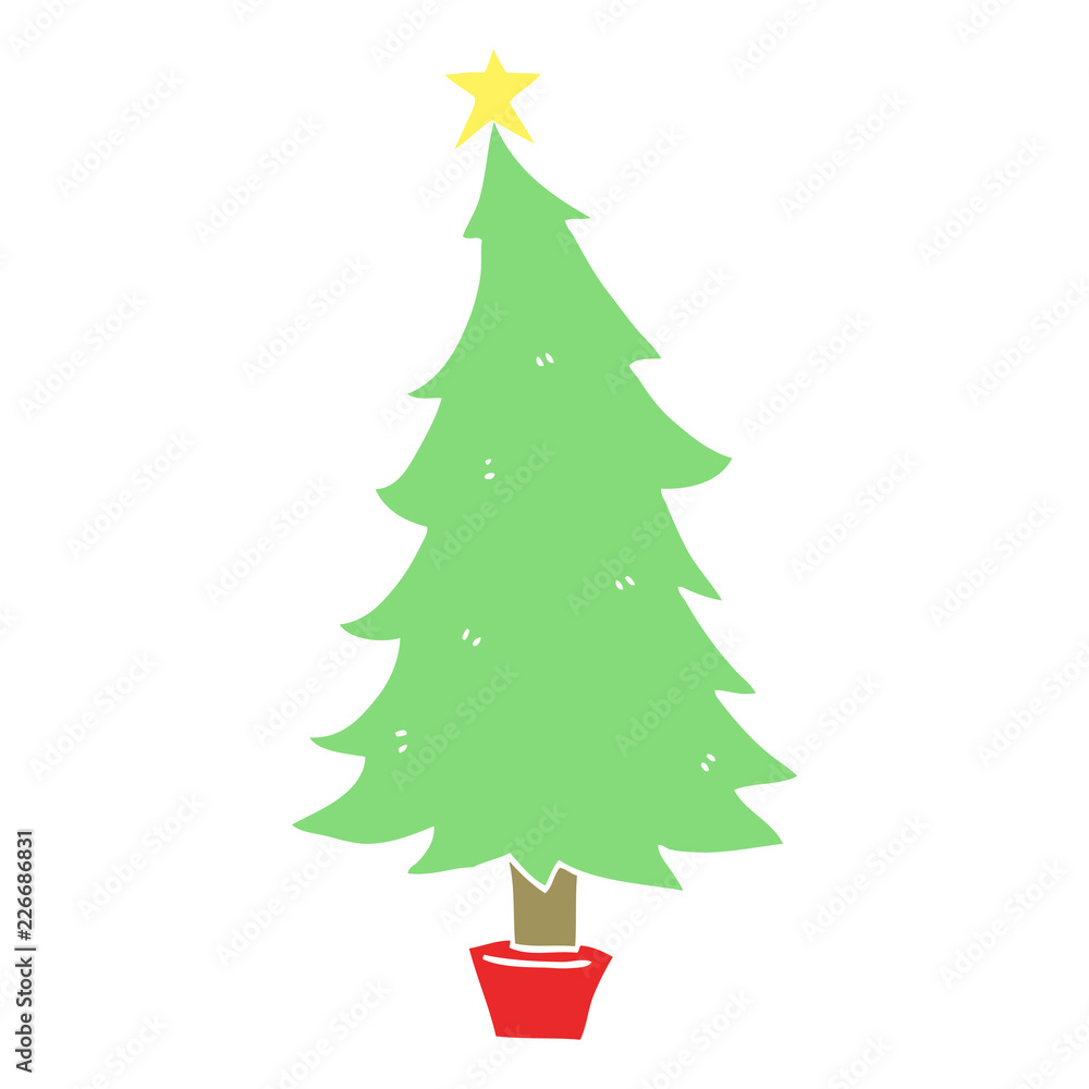 flat color style cartoon christmas tree