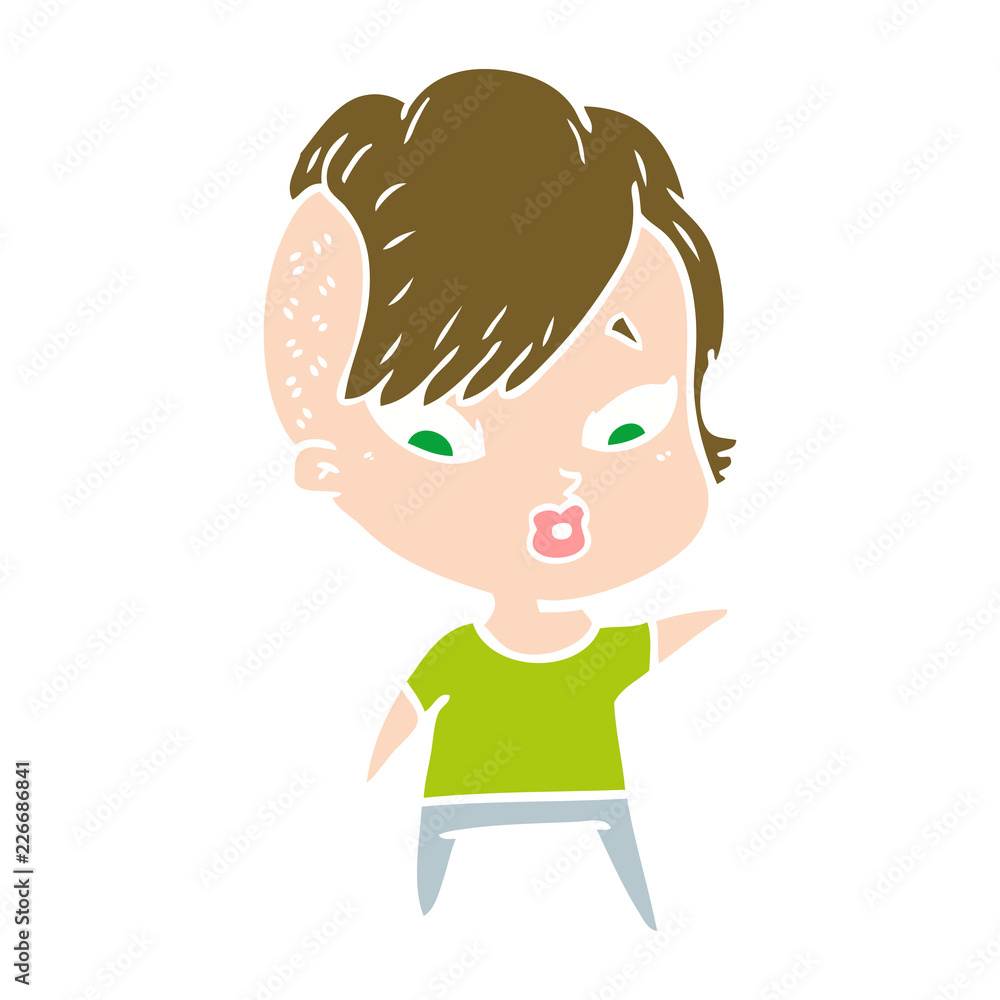 flat color style cartoon surprised girl flat color style cartoon surprised girl