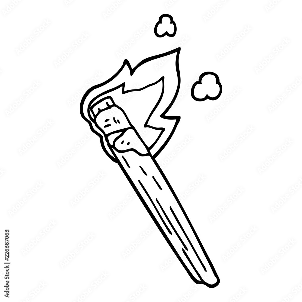 Obraz premium line drawing cartoon burning torch brand
