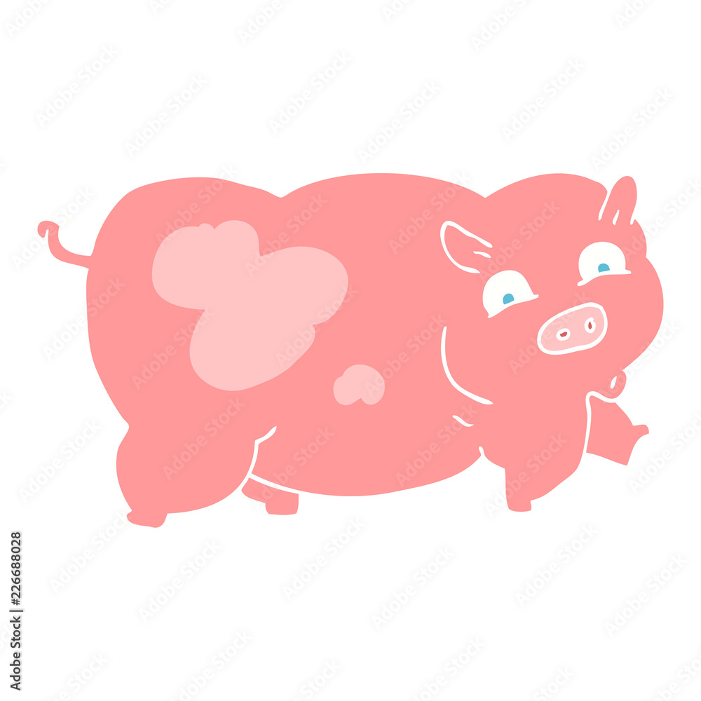 flat color illustration of a cartoon pig flat color illustration of a cartoon pig