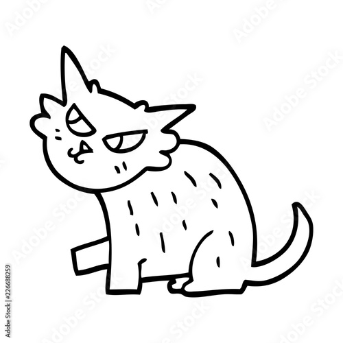 line drawing cartoon sly cat