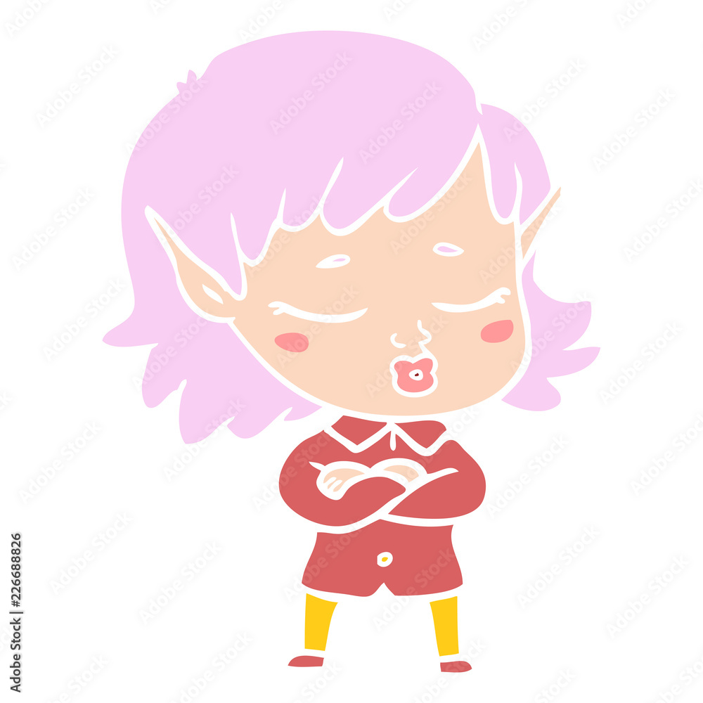 pretty flat color style cartoon elf girl pretty flat color style cartoon elf girl