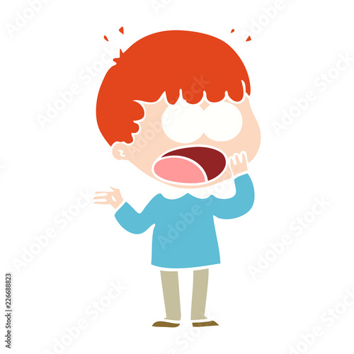 flat color style cartoon shocked man gasping