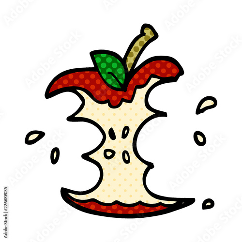 cartoon doodle juicy bitten apple