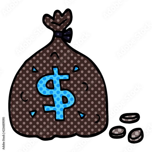cartoon doodle bag of dollars