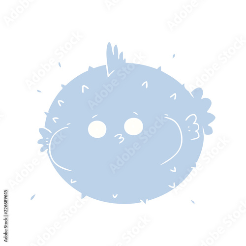 flat color style cartoon puffer fish