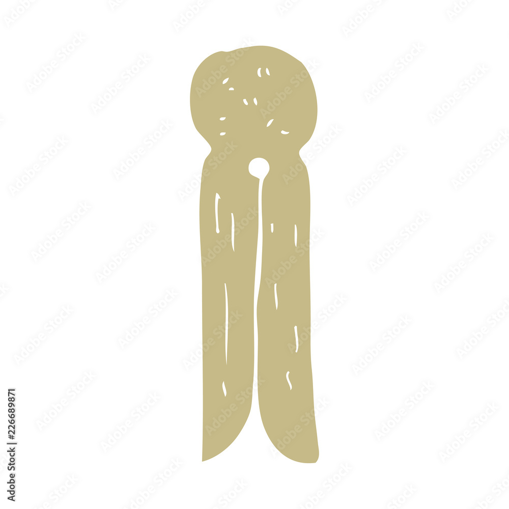 flat color illustration of a cartoon old style wooden peg flat color illustration of a cartoon old style wooden peg