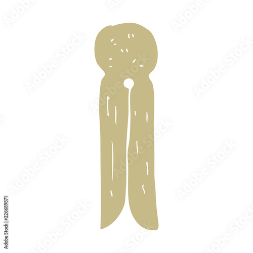 flat color illustration of a cartoon old style wooden peg