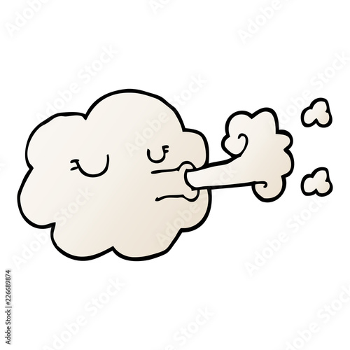 cartoon doodle cloud blowing a gale