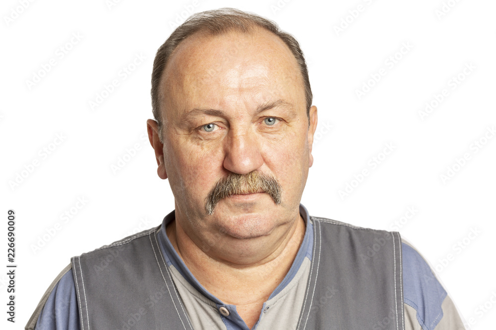 Obraz premium Elderly serious man with a mustache, close-up