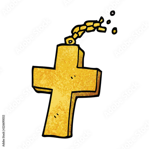cartoon doodle crucifix on chain