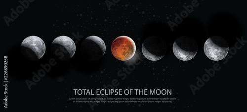 Total Eclipse of the Moon Vector illustration