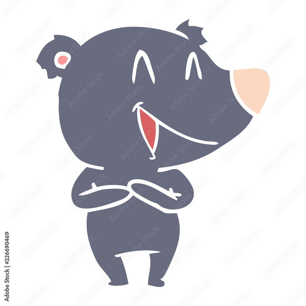 Fototapeta premium laughing bear flat color style cartoon