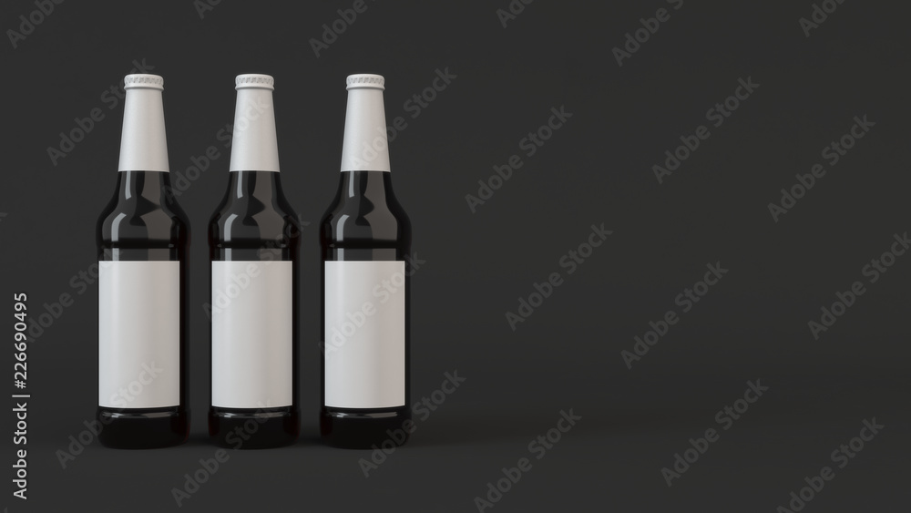 Mock up of tall beer bottles with blank labels Mock up of tall beer bottles with blank labels