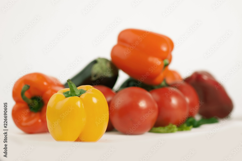 closeup of fresh vegetables.isolated on a white background