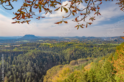 Fototapeta Naklejka Na Ścianę i Meble -  herrliche Natur - Blick von der Brand-Baude über den Nationalpark Sächsiche Schweiz zum Lilienstein 