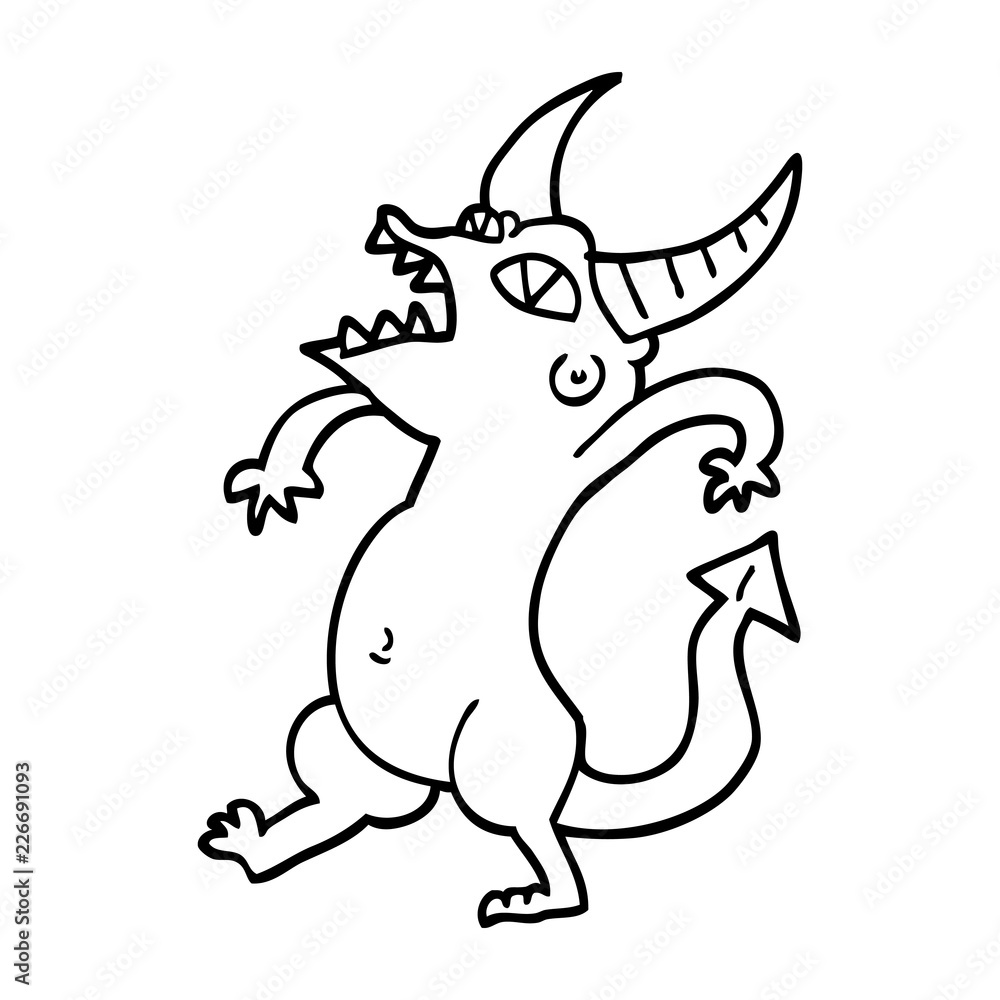 Fototapeta premium line drawing cartoon halloween monster