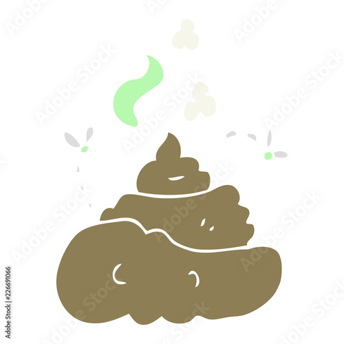 flat color illustration of a cartoon gross poop