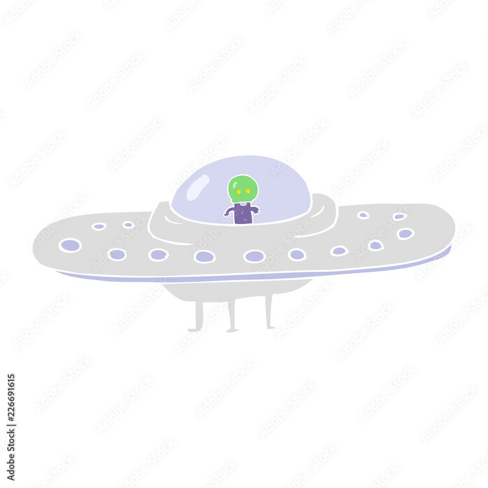 flat color illustration of a cartoon flying saucer flat color illustration of a cartoon flying saucer
