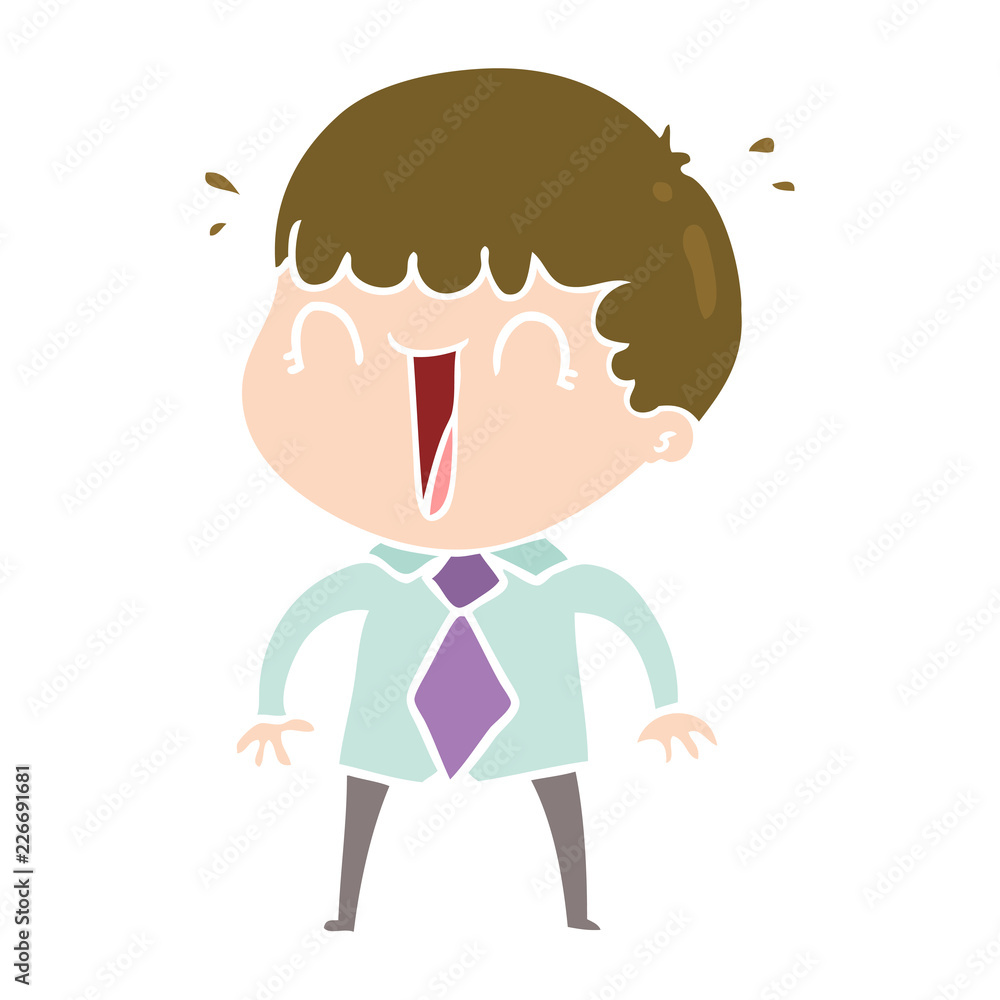 laughing flat color style cartoon man in shirt and tie laughing flat color style cartoon man in shirt and tie