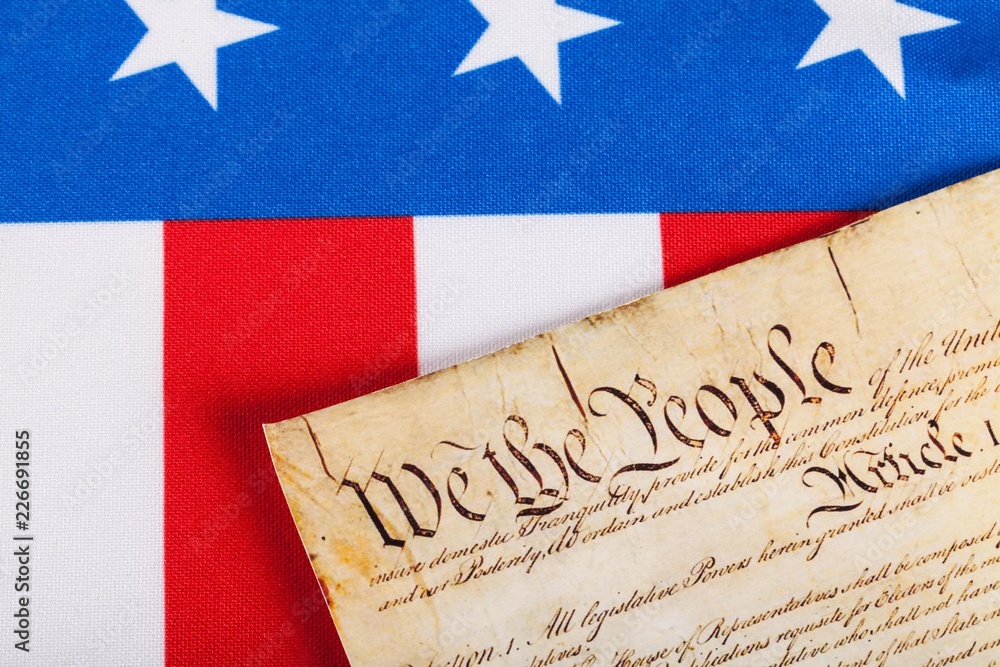 Fototapeta premium american flag wtih american constitution
