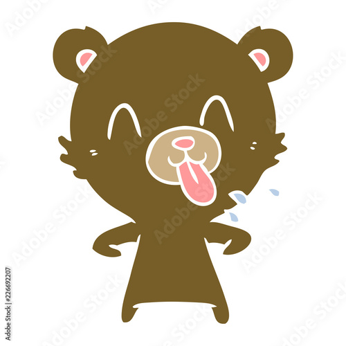 rude flat color style cartoon bear