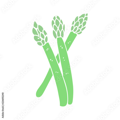 flat color illustration of a cartoon asparagus