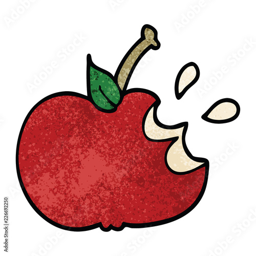 cartoon doodle juicy bitten apple