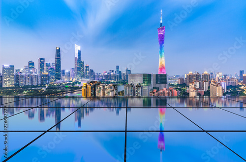 Guangzhou city skyline and big data concept photo