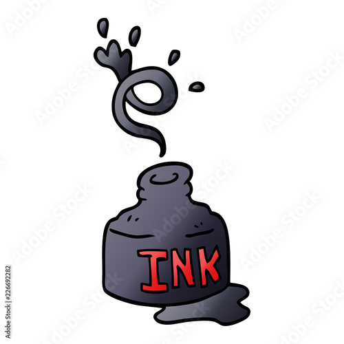 cartoon doodle spilled ink bottle