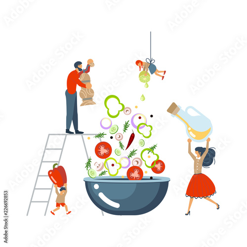 Happy family cooking together