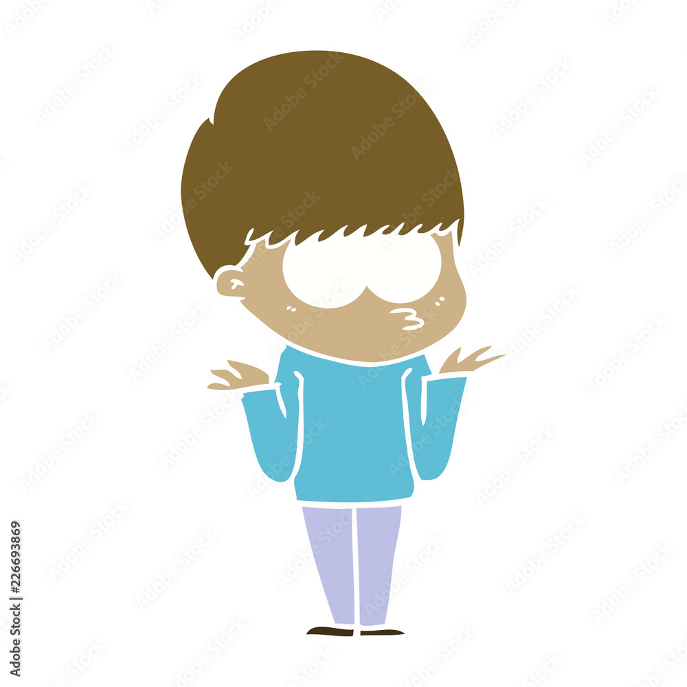confused flat color style cartoon boy shrugging shoulders confused flat color style cartoon boy shrugging shoulders
