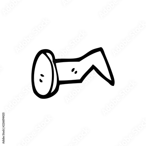 line drawing cartoon bent iron nail