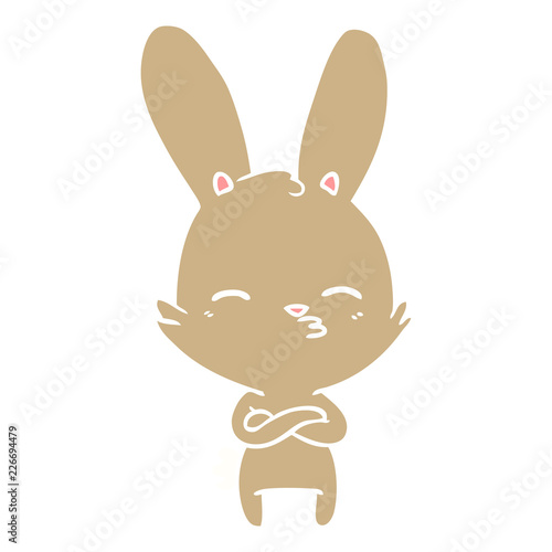 curious bunny flat color style cartoon