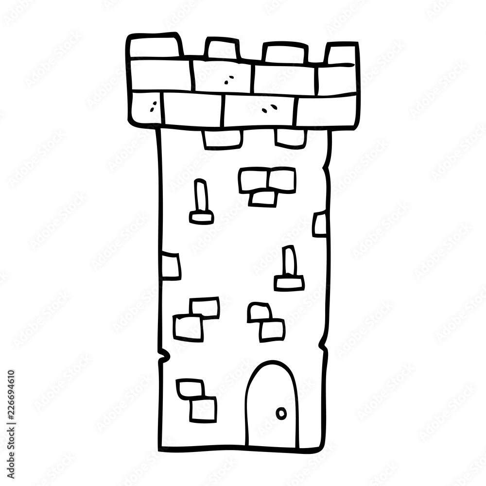 line drawing cartoon castle tower Stock Vector | Adobe Stock
