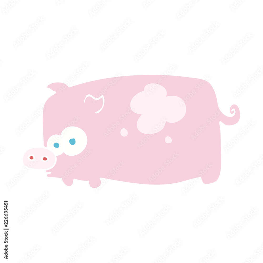 flat color illustration of a cartoon pig flat color illustration of a cartoon pig