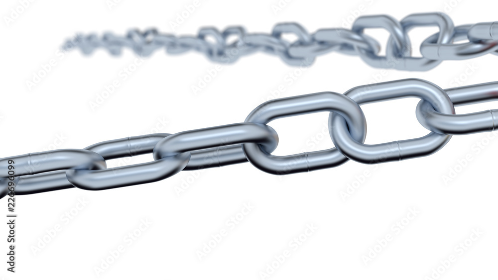 Fototapeta premium One Metallic Chain with big Links and a Blurred One