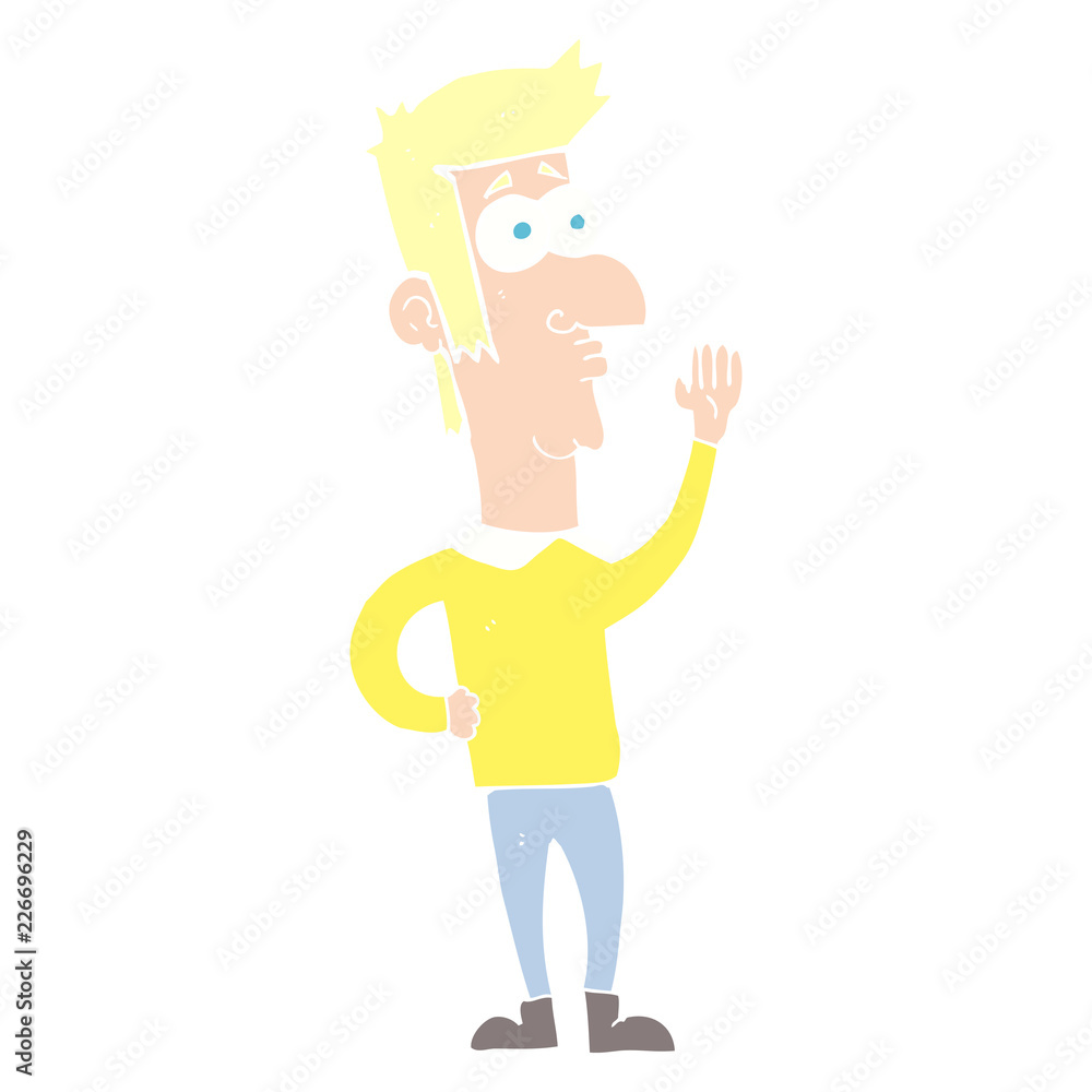 flat color illustration of a cartoon man waving