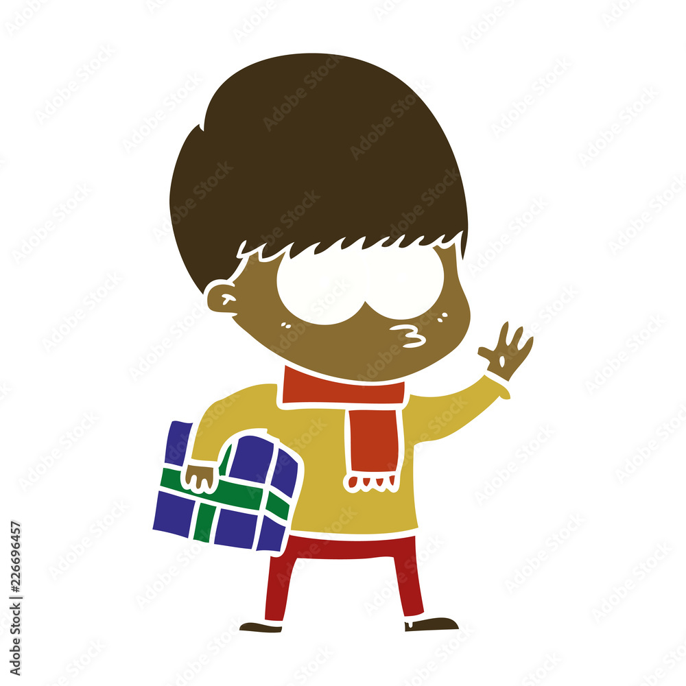 nervous flat color style cartoon boy nervous flat color style cartoon boy