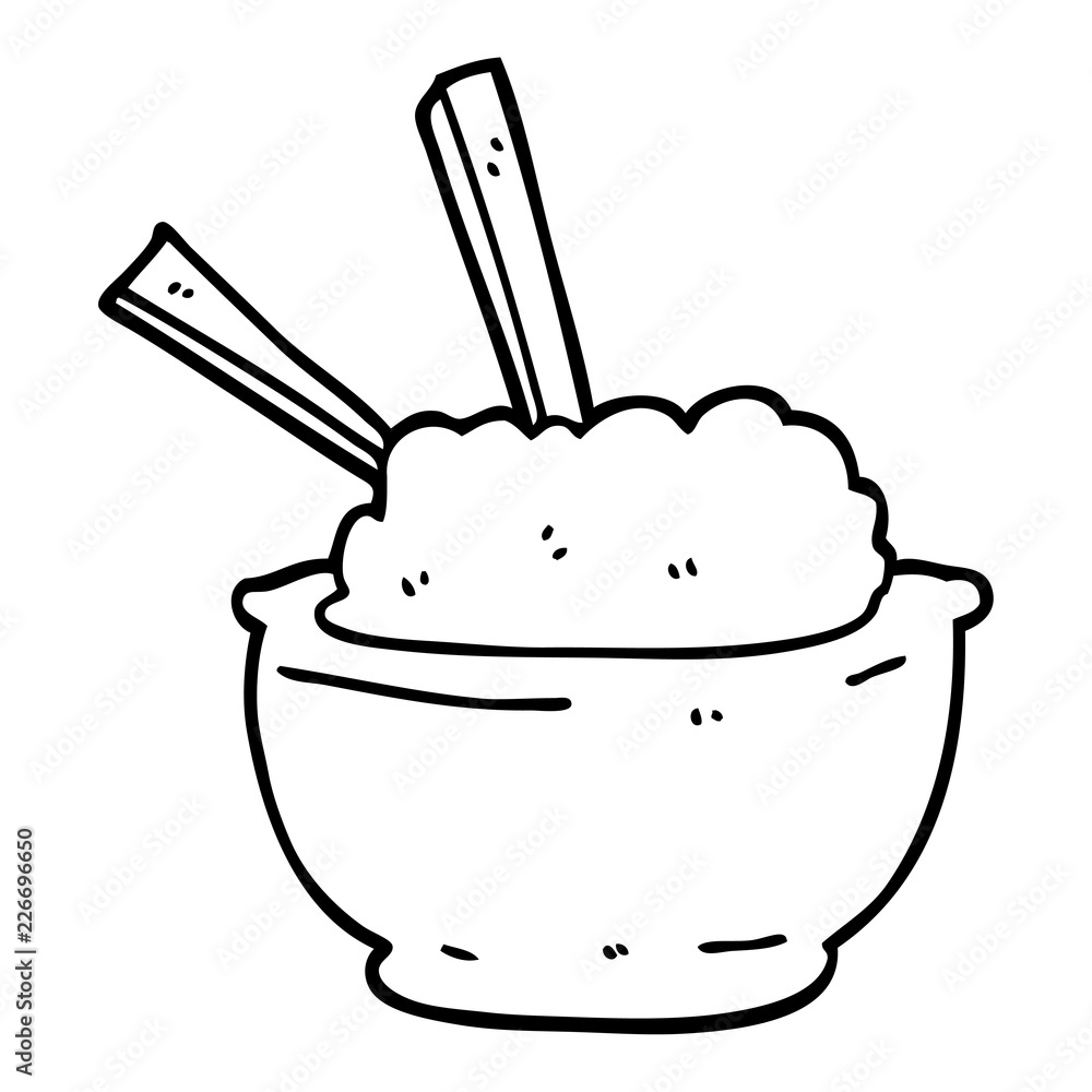 line drawing cartoon bowl of rice Stock Vector | Adobe Stock