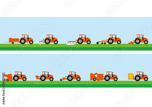 農業用トラクターと農作業