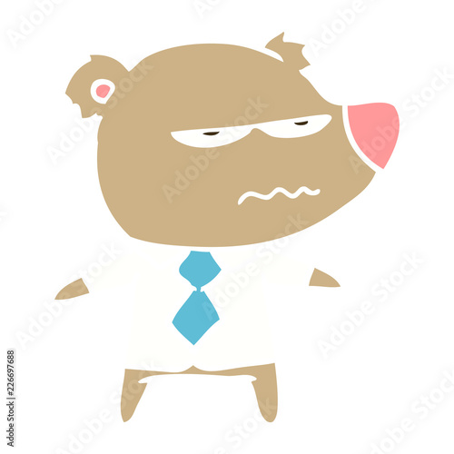 flat color style cartoon angry boss bear